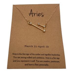 Gold Rhinestone Aries Zodiac Sign Bracelet